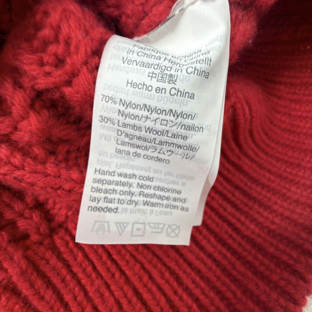 j.crew red lambswool blend cable knit bobble sweater textured fisherman medium - Picture 5 of 6